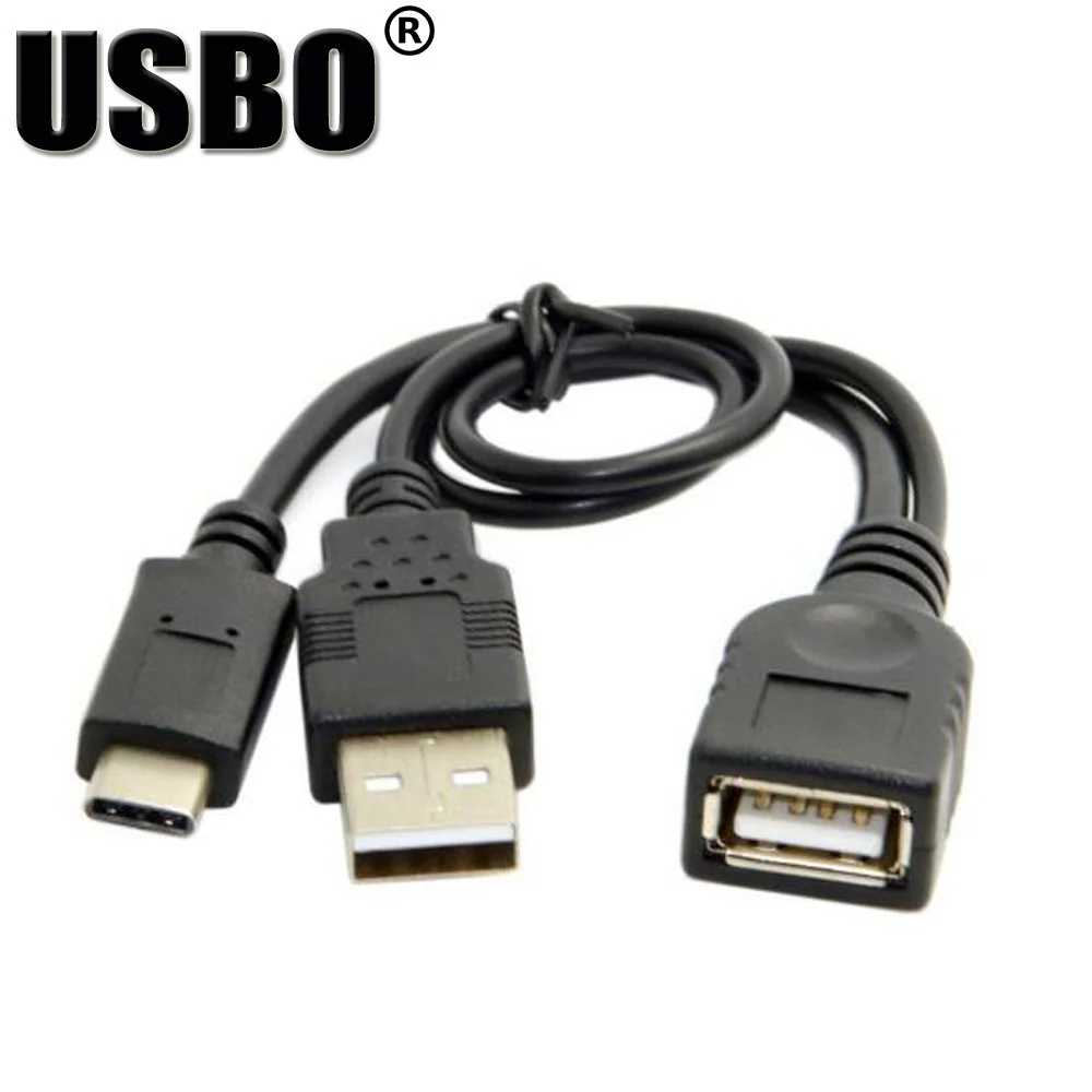 Высокое качество Черный USB3.1 Тип C линия передачи данных Высокоскоростная Тип C male к муфтовый стыковочный USB 2,0 OTG USB соединительный кабель с блоком питания