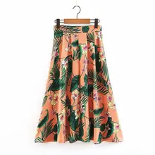 XL45-2150 в европейском и американском стиле; юбка средней длины с принтом ветра