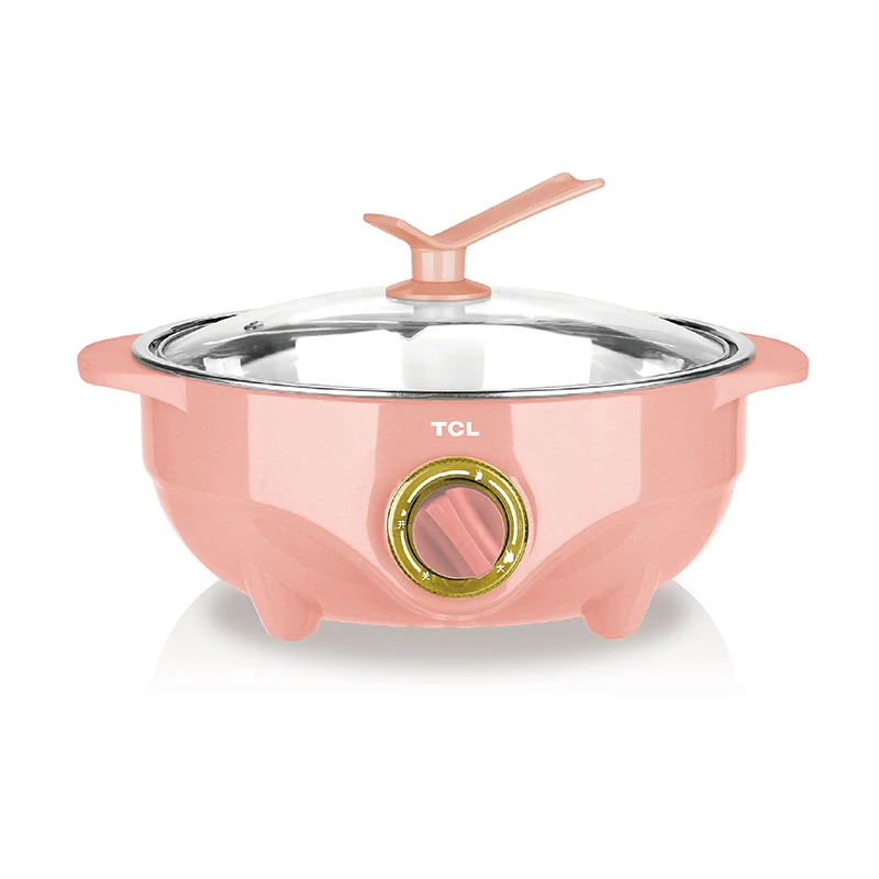 

NEW PINK Stainless Steel Multi Cooker Anti-dry Protection Hot Pot with Knob Speedless Thermostat 4.5L Multifunction Cooking Pot
