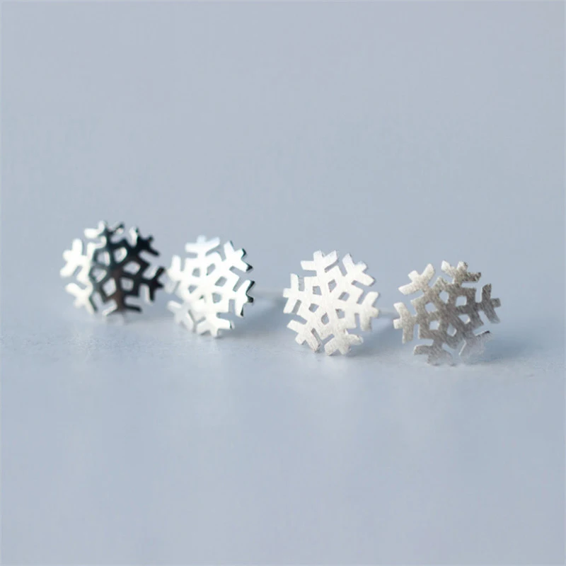 

NEWBUY Genuine 925 Sterling Silver Earring Female Party Jewelry Trendy Cute Snowflake Stud Earrings For Women Girl Best Gift