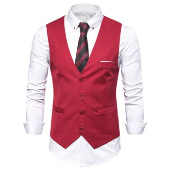 

Mens Vest Korean Style of Fashion Suit Waistcoat Men's Suit Jacket Trend Dress Vest