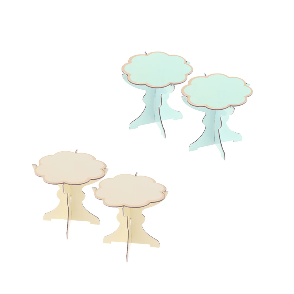 4 Pieces Cupcake Holder Dessert Display Stands Wedding Favors Blue+Yellow