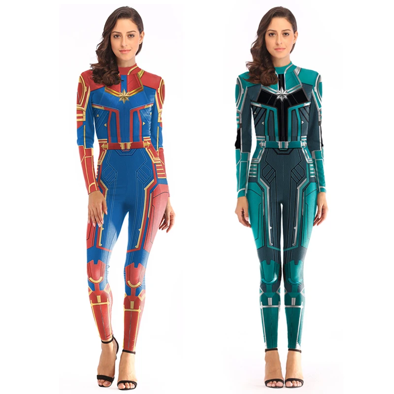 

New Adult Women Captain Carol Danvers Cosplay Costume Zentai Superhero Bodysuit Suit Jumpsuits Clothing