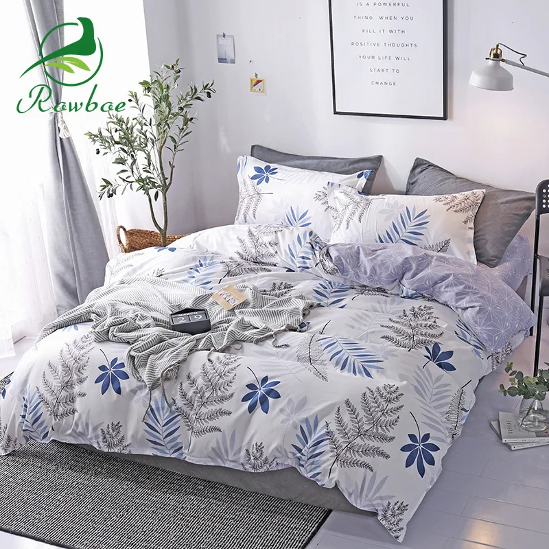 

ROWBOE quality bedding set modern European style bed linen pillowcase and duvet cover plant pattern active printing 3/4Pcs
