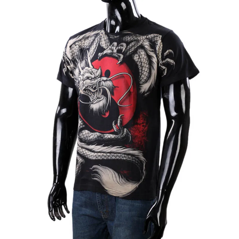 Cool Dragon T Shirt Men Chinese Style Kung Fu Shirts Summer Tees Tops Men Cotton Black 3D T-shirts Male Slim Fit TShirt Luxtees (4)