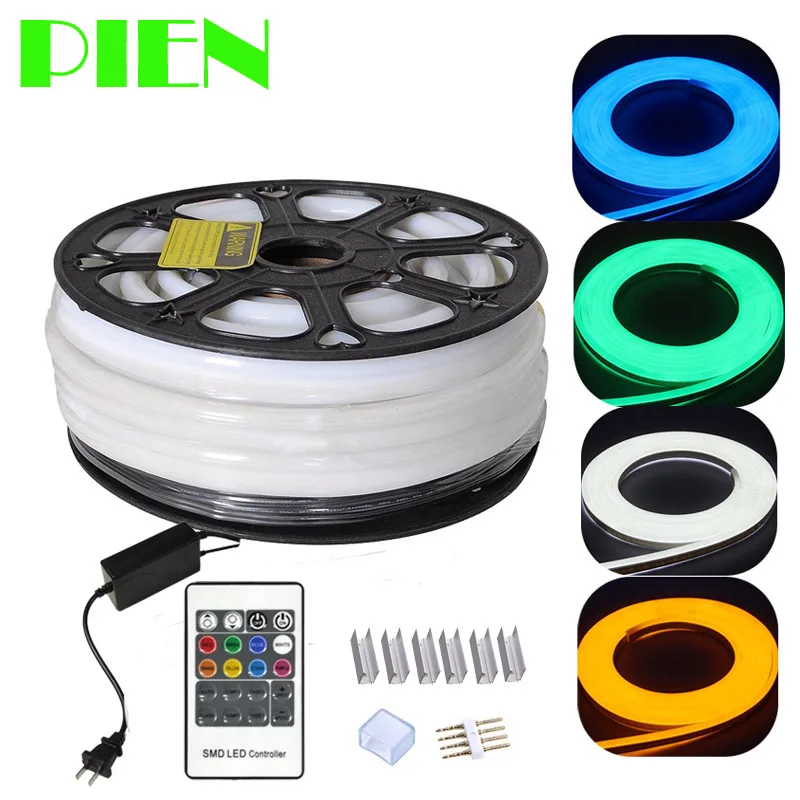 Гибкий светодиодный неоновый шнур 220 в 110 RGB 25 м 50 100 для помещений и улицы