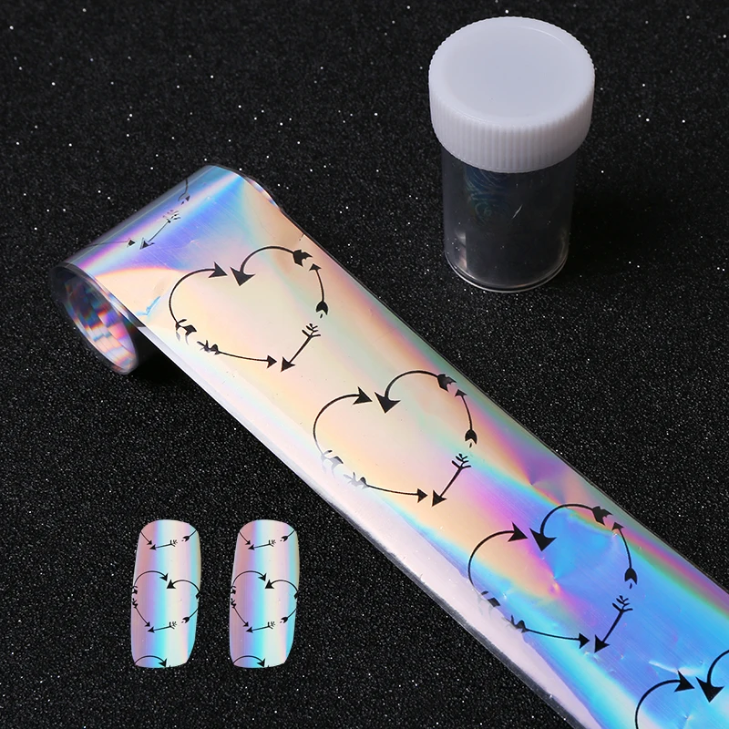 1Pcs Heart Holo Tips Shimmer Nail Foils Hologram Starry Sky Laser