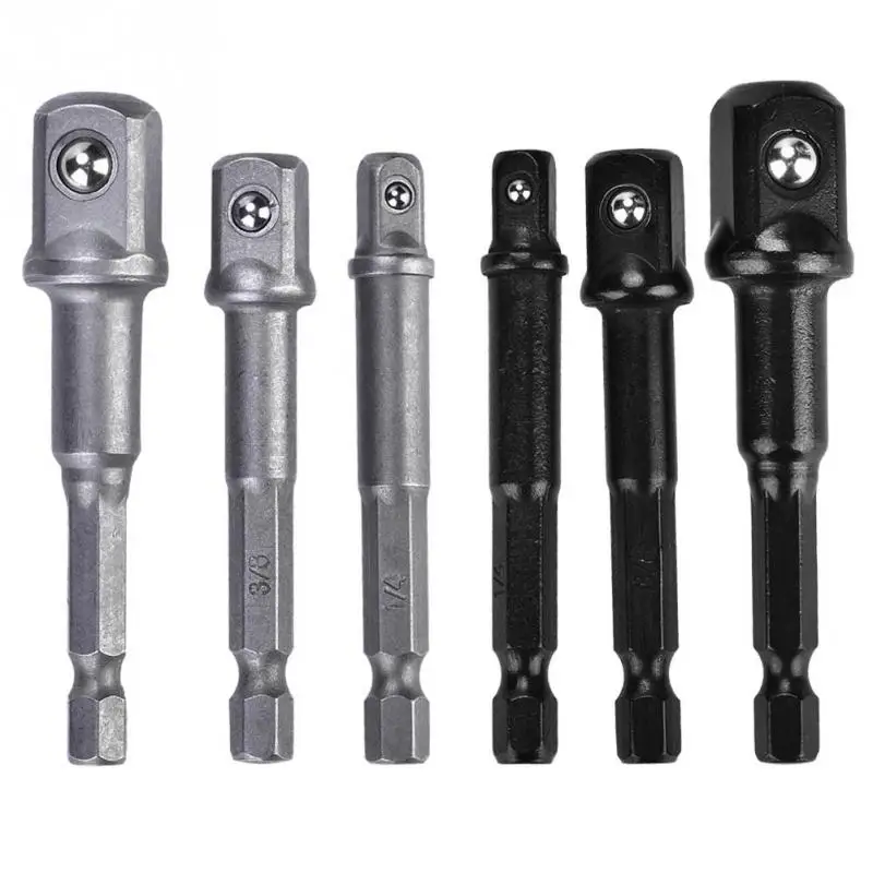 

3Pcs/Set Socket Bit Adapter 1/4in Hex Shank to 1/4in 3/8in 1/2in Square Head Drill Bit Driver Socket Adapter Set High Quality