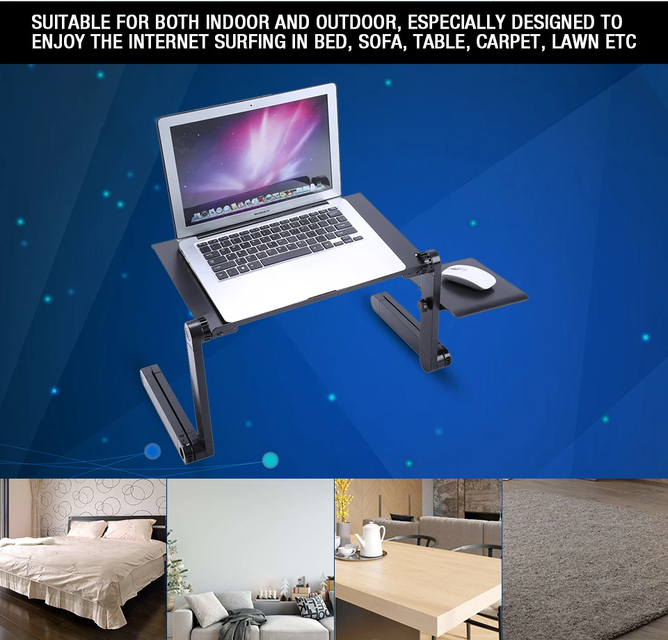 Portable Folding Laptop Stand Aluminum 360 Degree rotation Notebook PC table Stand With Mouse Pad Size 42cm*26cm Portable Folding Laptop Stand Aluminum 360 Degree rotation Notebook PC table Stand With Mouse Pad Size 42cm*26cm