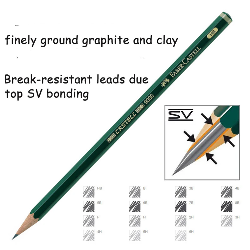 Графитовый карандаш Faber Castell 9000 6/12 шт. Олова дизайнерские лучшие художники