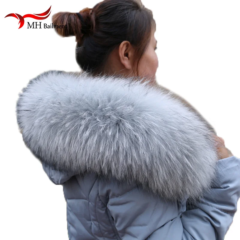 

Real Raccoon Fur Collar Womens 100% Natural Fur Gray Collar Real Fur Shawl Raccoon collar Fur Scraves L#37