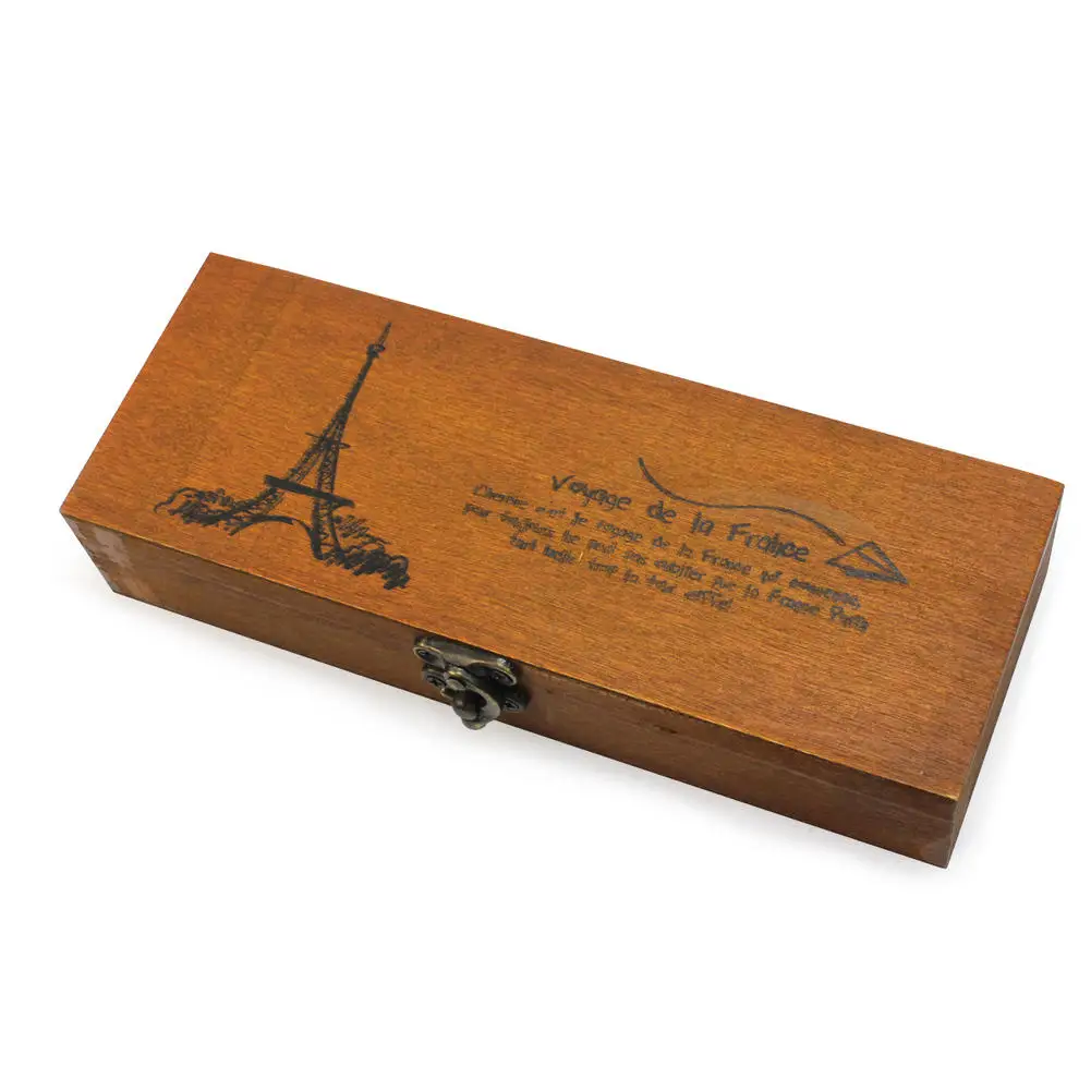

Antique Vintage Eiffel Tower Wooden Pencil Case Jewelery Stationery Storage Box 185*65*30mm Good Gift For Child Or Friends