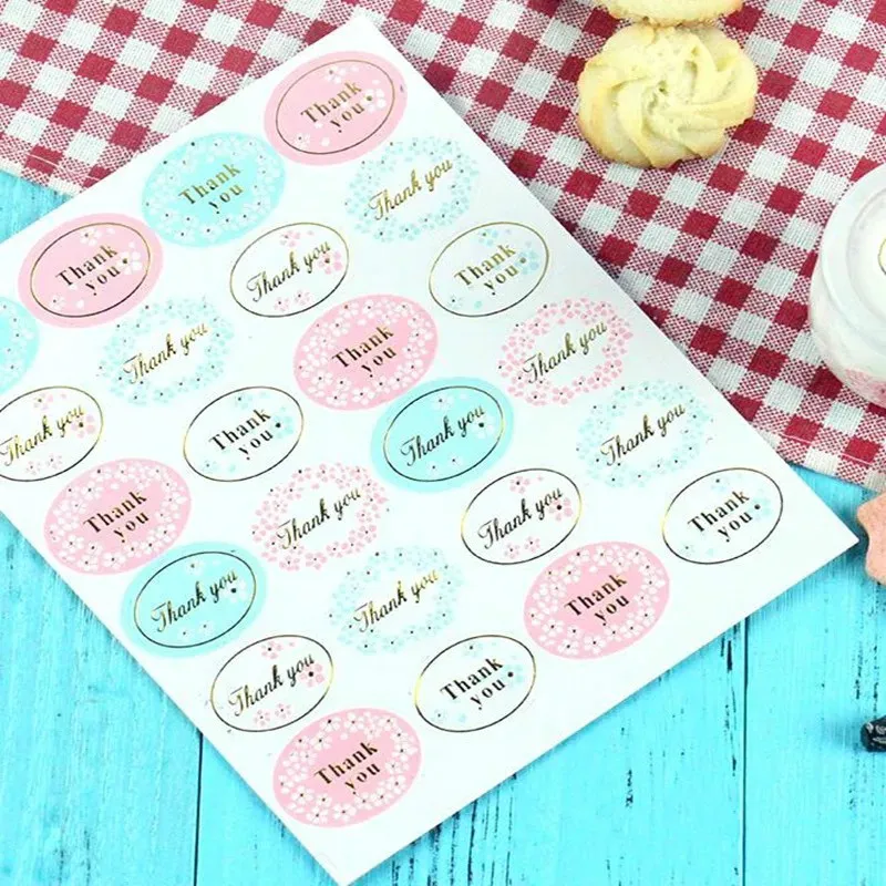 

Ctrue 120pcs 5sheets Lovely Colorful Floral Thank You Adhesive Stickers Oval Wedding Decorative Gift Packaging Label