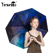 Galaxy Star Sky женский складной зонтик маленький пять складной черный Мини карманный зонтик ветрозащитный Портативный Защита от солнца дожди Зонты