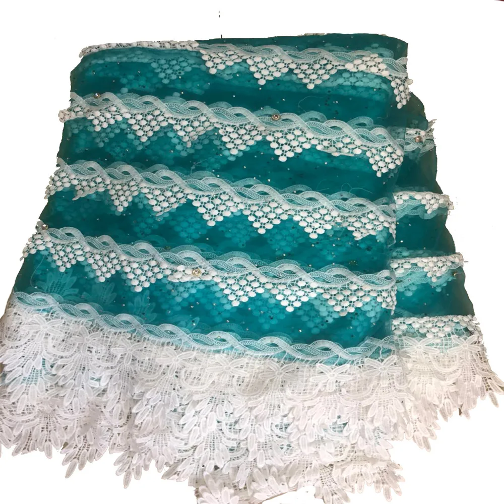 

HFX 2018 African Guipure Tulle Lace Fabrics Milk Silk French Lace High Quality Embroidered Mesh Lace Fabric X215-1