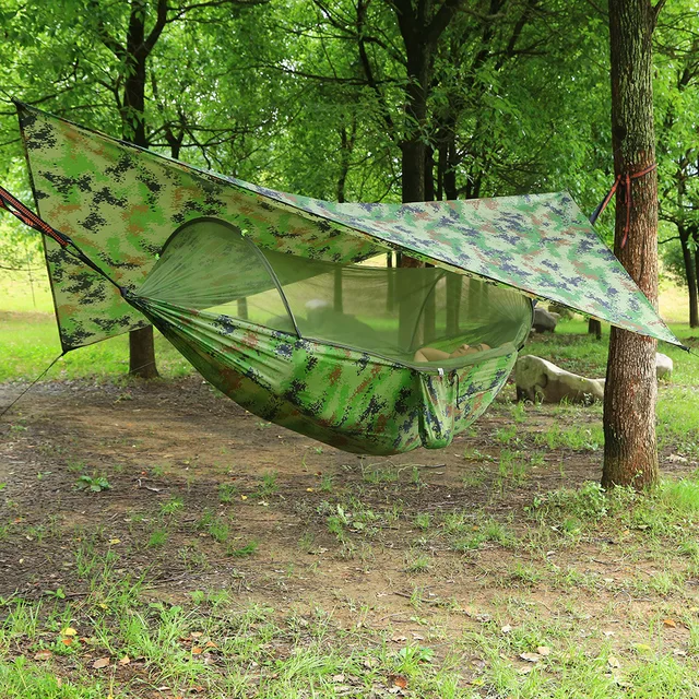 Outdoor Automatic Quick Open Mosquito Net Hammock Tent With Waterproof Canopy Awning Set Hammock Portable Pop-Up 1