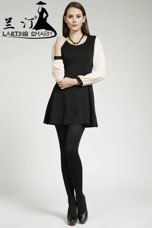 

Lasting Charm 2018 new style autumn chiffon stitching slim slim fashion long sleeve dress women