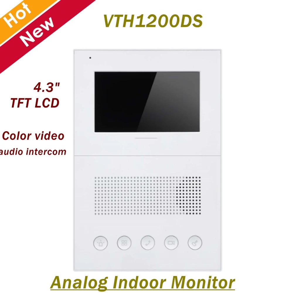 

DH Analog Indoor Monitor 4.3" TFT LCD screen Color video and audio intercom Alarm integration Sufrace mounted VTH1200DS