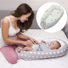 Переносная люлька для новорожденных из мягкого хлопка, съемная и моющаяся кровать для путешествий для детей, детское гнездо, матрас для кроватки 80*50 см