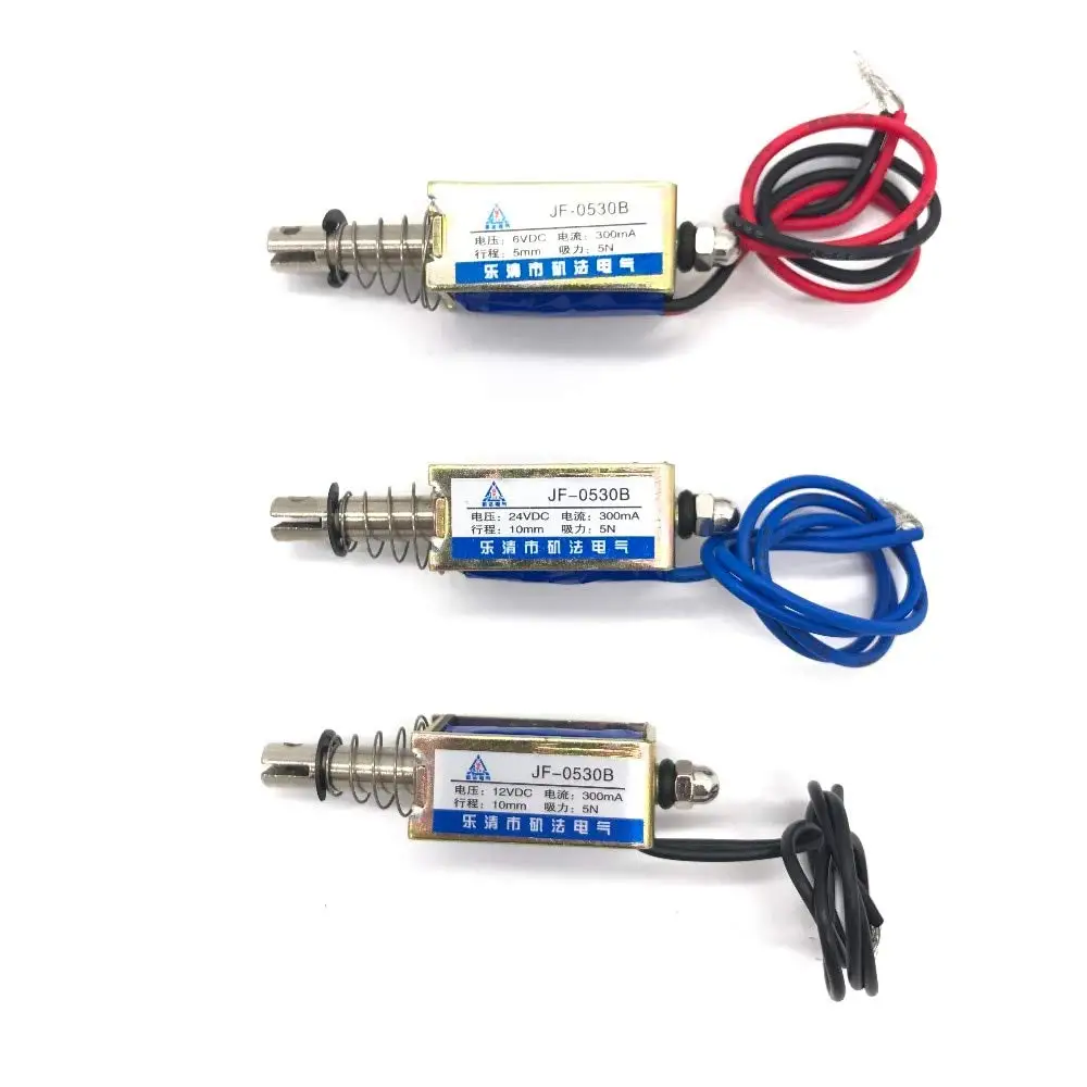 JF-0520B/JF-0530B DC 6 в DC 12 В или DC 24 В нажимной тип открытой рамки линейный Электромагнит всасывания 40 г 10 мм 0.3A 4N
