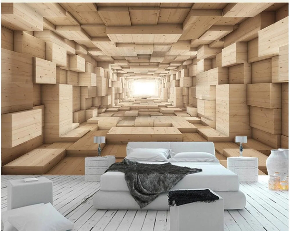 Téléchargement gratuit Images 3d Chambre Papier Peint Personnalise Non Tisse Photo Bois Grain dernière par