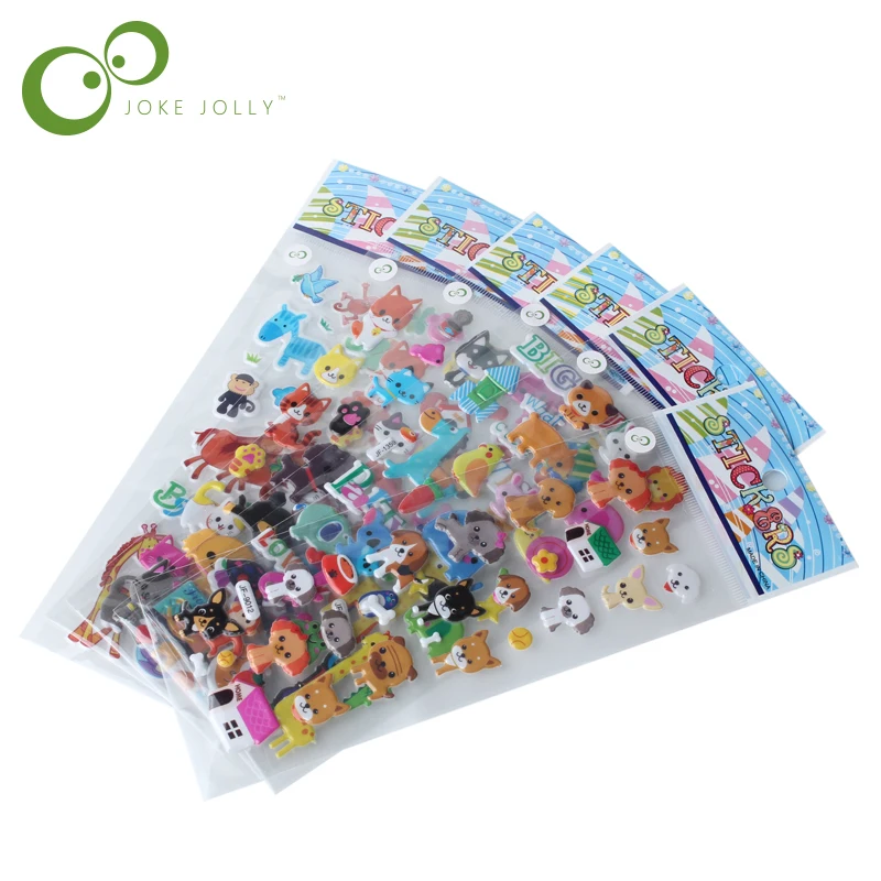 25/10/5 Sheets 3D Puffy Bubble Stickers Cartoon Princess cat Waterpoof DIY Baby Toys for Children Kids Boy Girl GYH