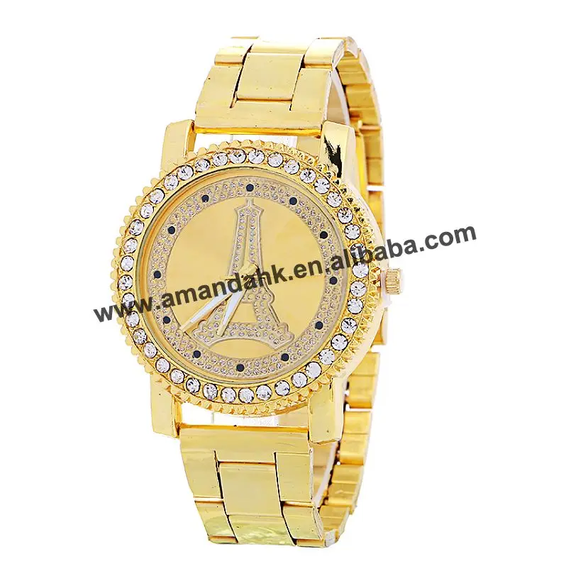 

Wholesale Alloy Watches Women Hot Sale Women Rhinestone Eiffel Tower Watches Ladies Casual Analog Quartz Wristwatches 918023