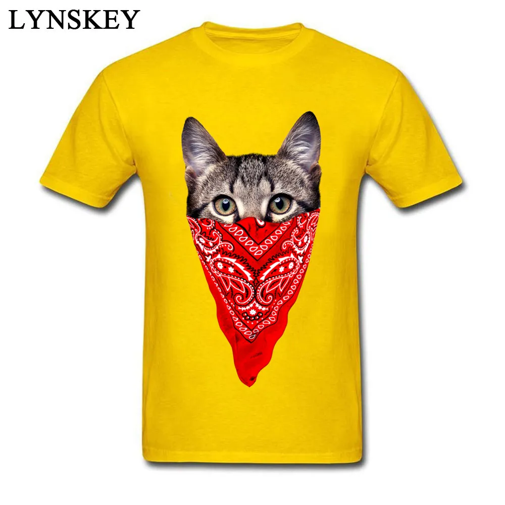3D Printed Tops T Shirt for Men Hot Sale Summer/Fall Round Collar 100% Cotton Short Sleeve T-shirts Gangster Cat Printed Tee-Shirt Gangster Cat yellow