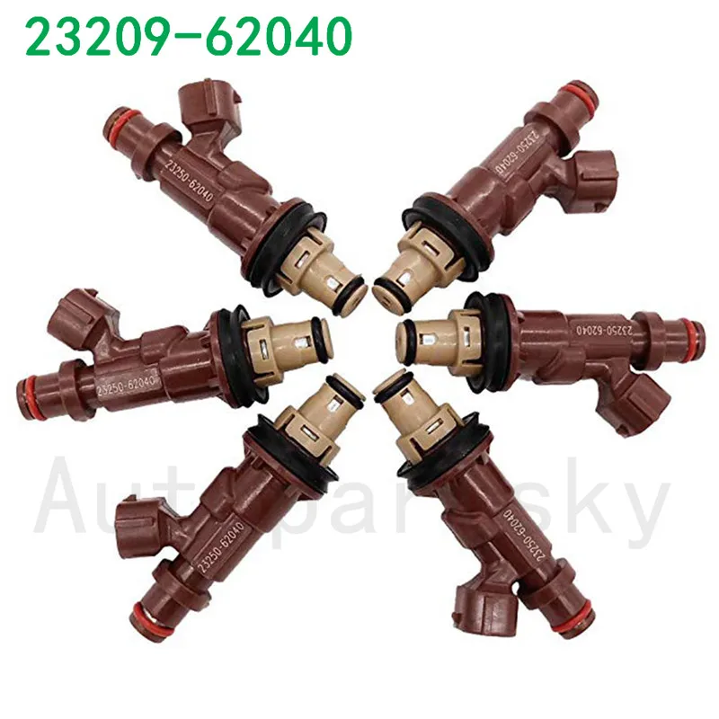 

6PCS New Fuel Injector Nozzle 23250-62040 23209-62040 For Toyota Tacoma Tundra 4Runner 3.4L V6 2325062040 2320962040