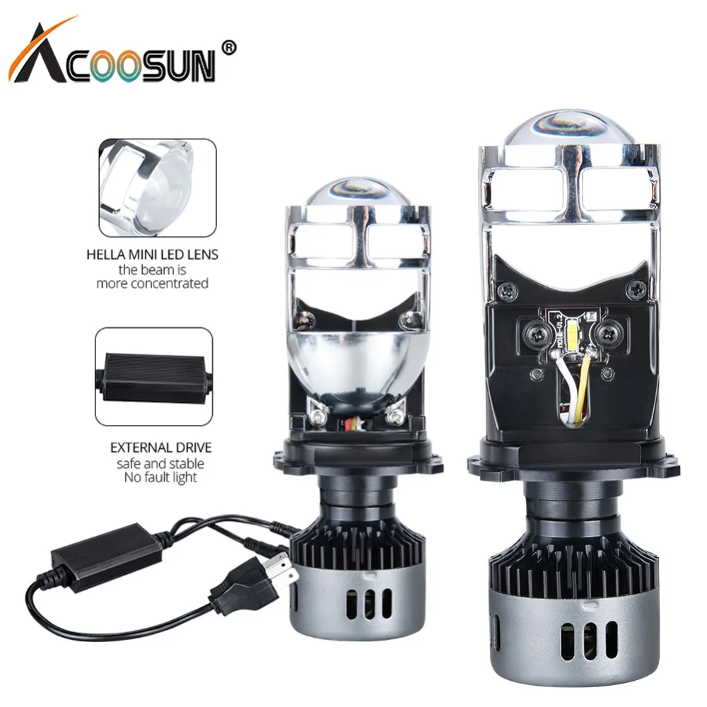 H4 светодиодный лампы с Мини объектив проектора Conversion Kit 9600LM автомобилей Hi/короче