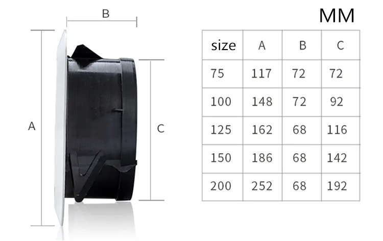 1 шт. 75-200 мм Монтажный диаметр Регулируемый дисковый Тип круглое вентиляционное отверстие на выходе вентиляционная решетка крышка фланец