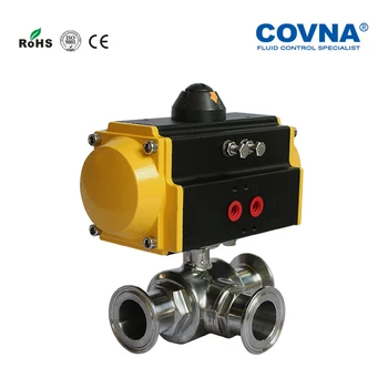 

DN65 2.5 inch Pneumatic Actuated SS304 3-way Ball Valve Tri-clamp Ball Valve