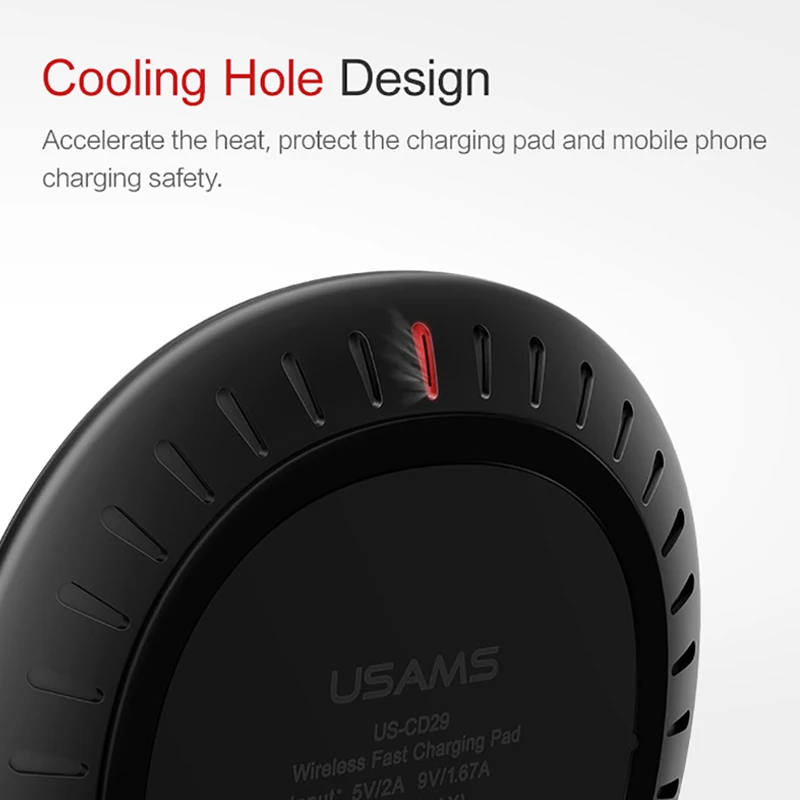  Qi Drahtlose Ladegerät USAMS Schnelle Wireless Charging Pad für iPhone X 8 8P Samsung Galaxy S9 S9 