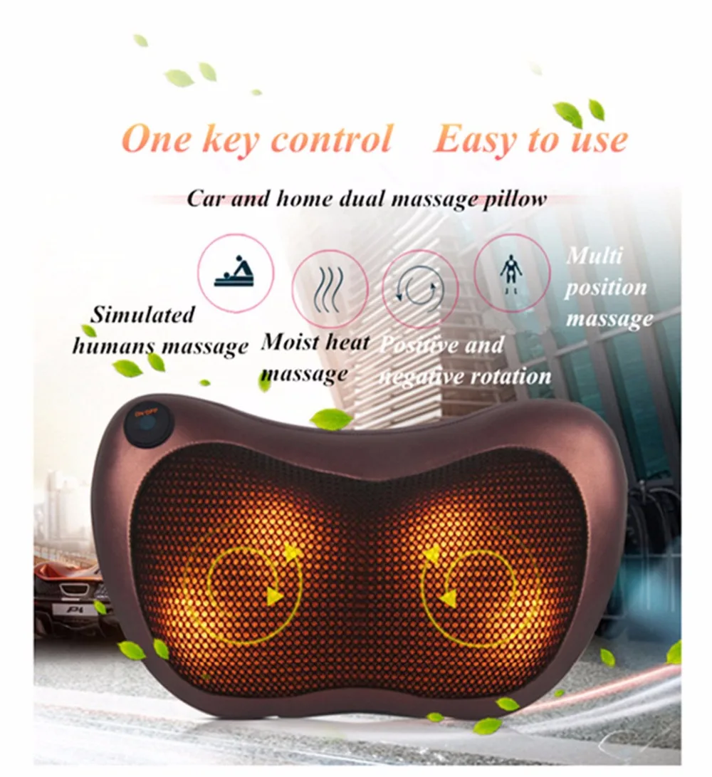 Home & Car Dual-use Multifunction Massager Neck Shoulder Back Body Spa Massage Pillow Infrared Heating Shiatsu |