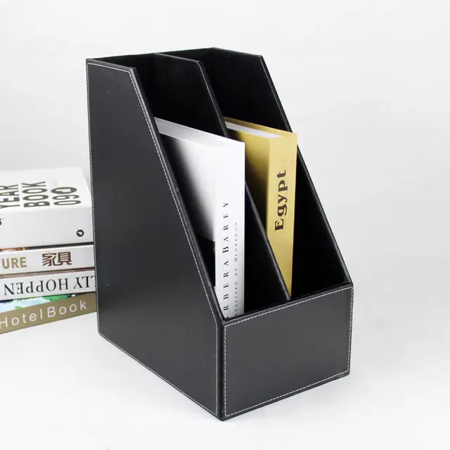 A4 2 slot wood desk file book stand storage box holder wooden document