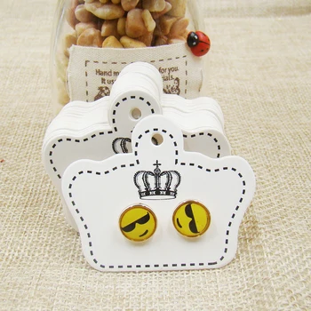 

1000pcs hot new Wholesale Jewelry Display Packing Card , kraft/white Crown Shape Custom Jewelry/Earring Packaging Display Cards