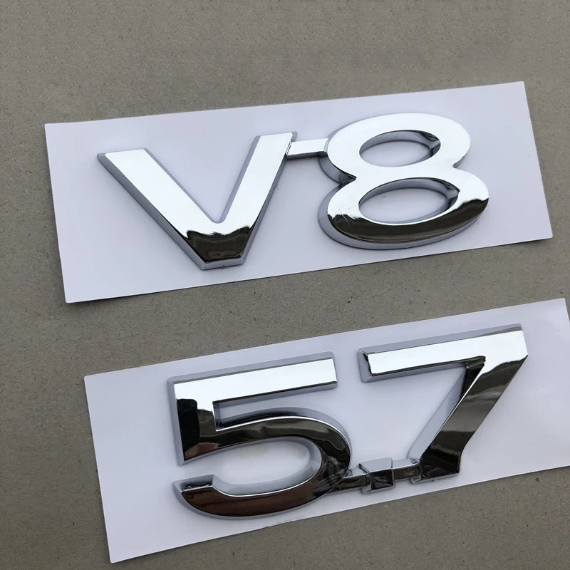 

V8 5.7 Letters Numbers Chrome Emblem ABS Logo for Toyota Prado Land Cruiser Trunk Discharging Capacity Sticker Car Styling Decor