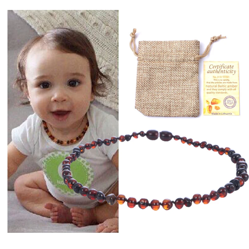 HAOHUPO collana in ambra naturale fornitura certificato autenticità  autentica pietra di ambra baltica collana per bambini regalo 10 colori  14-33cm