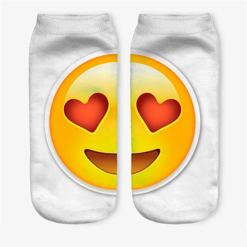 

YGYEEG 1 Pair 3D Print Socks Women Unisex Low Cut Ankle Cotton Socks Woman Sock Women's Casual Emoji Girls Socks Calcetines W031