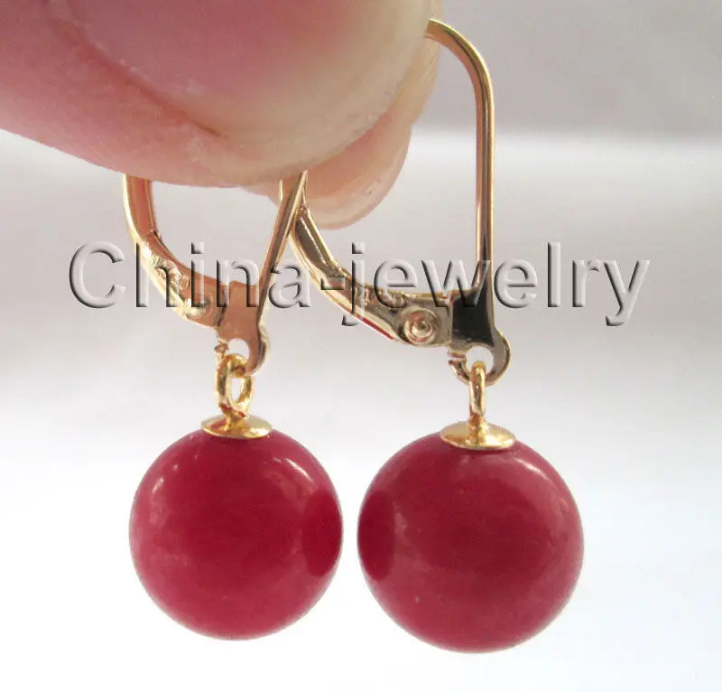 

Free Shipping >> Beautiful AAA 10mm perfect round red coral earring - 14k gold filled