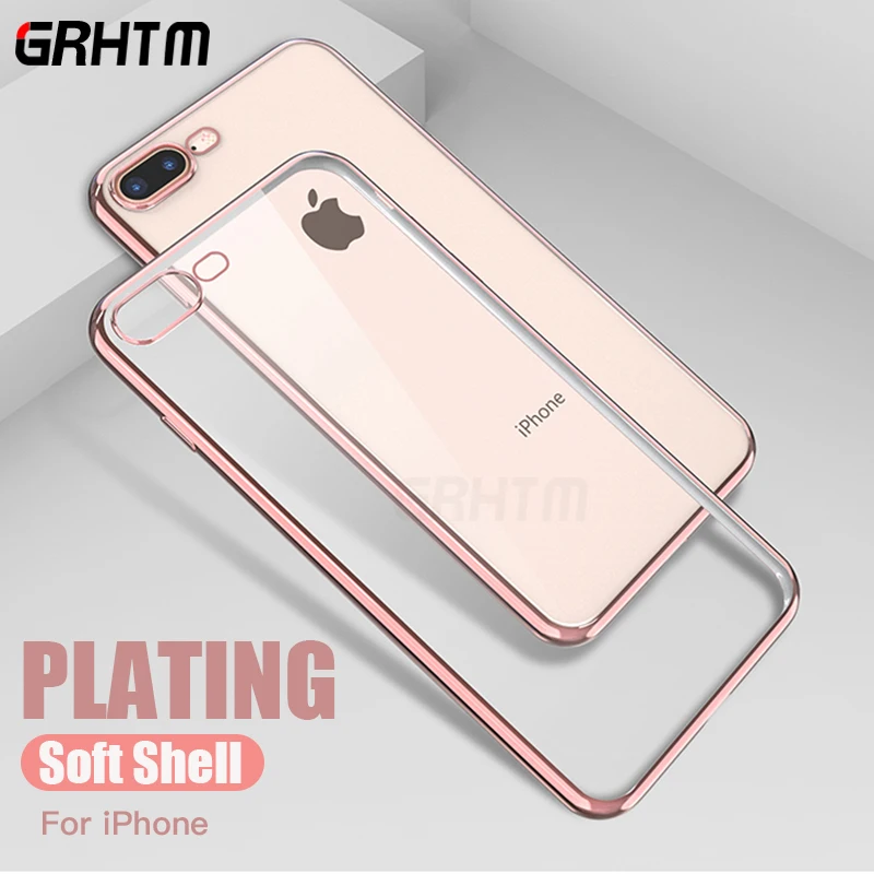 

Plating Clear Soft Phone Case for iPhone X 10 XS Max Xr Cover Case For iPhone 8 7 Plus 6 6s Plus Ultra Slim Transparent Case