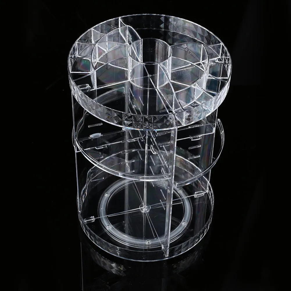 Косметичка 360 градусов вращающийся Алмазный Узор регулируемый, акриловый стеллаж для хранения модная губная помада коробка для хранения косметики