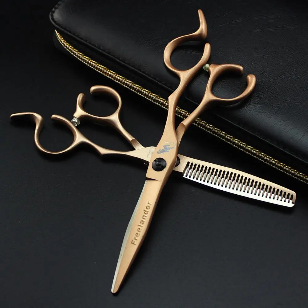 6JP440CgoldnotchedhandleHairdressersScissorsCuttingShears