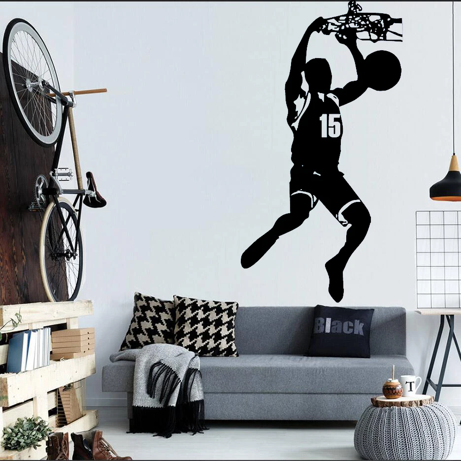

Basketball Wall Decal with Personalized Name athletics game for strong man J002
