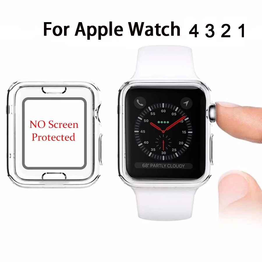 Силиконовый мягкий чехол для Apple Watch 4 40 мм/44 мм прозрачная защитная рамка iwatch