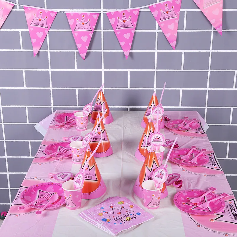 

XI.BAO Crown Princess Theme Party/Cups/Knife/Fork/Disposable Tableware set Kids Favorite Birthday Party Decoration Supplies Gift