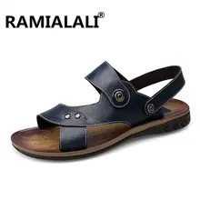 Бренд ramialali босоножки из натуральной кожи обувь Новые летние большой Размеры Для Мужчин's сандалии модные пляжные сандалии, обувь без застежки, большие Размеры; большие размеры 37-47