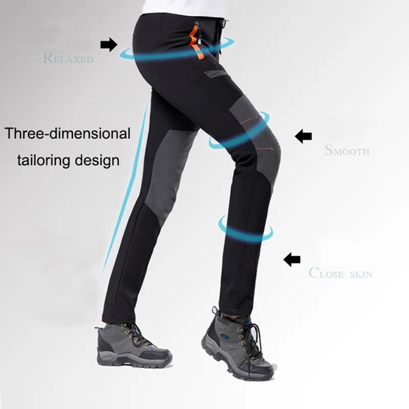 Hombres Mujeres pantalones de senderismo exterior Softshell polar pantalones impermeables térmicos a prueba de viento para Camping esquí Trekking talla grande 4XL