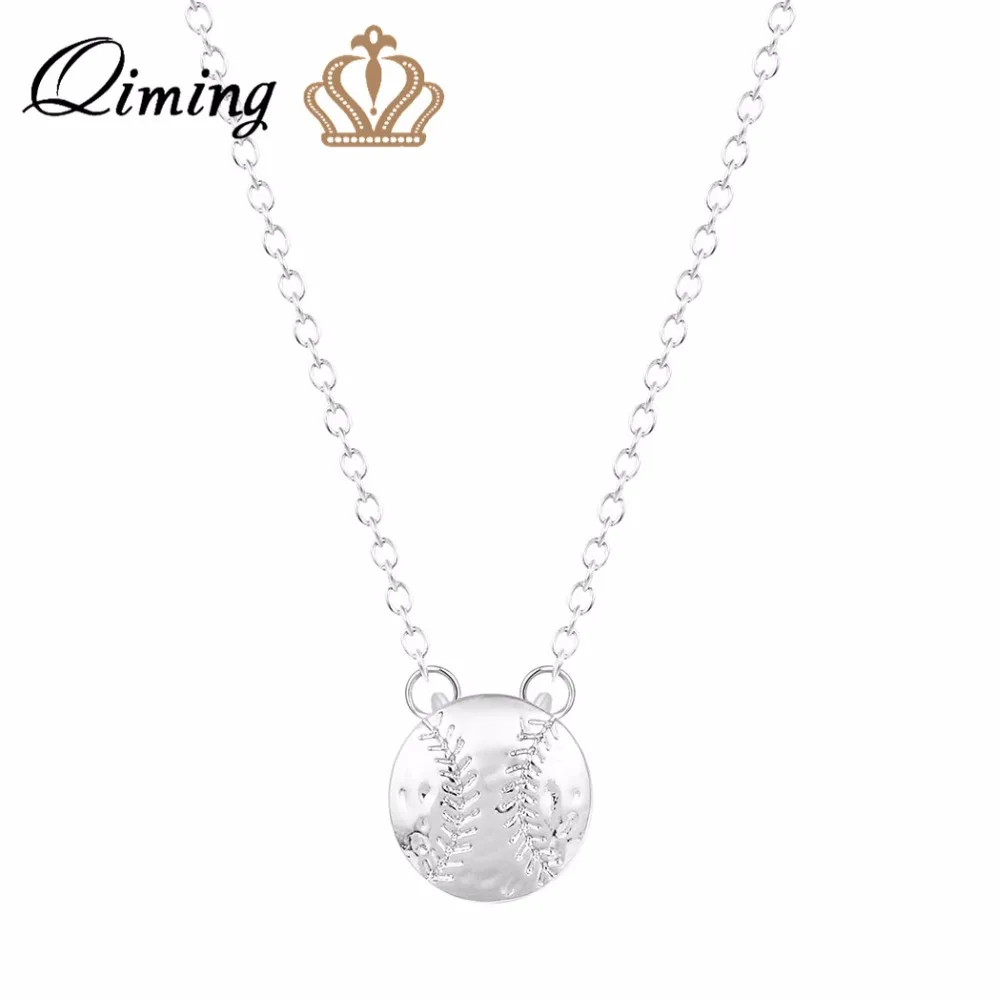 QIMING 10PCS Vintage Men Jewelry Simple Sport Necklace Jewelry Half Ball Football Pendant Gift