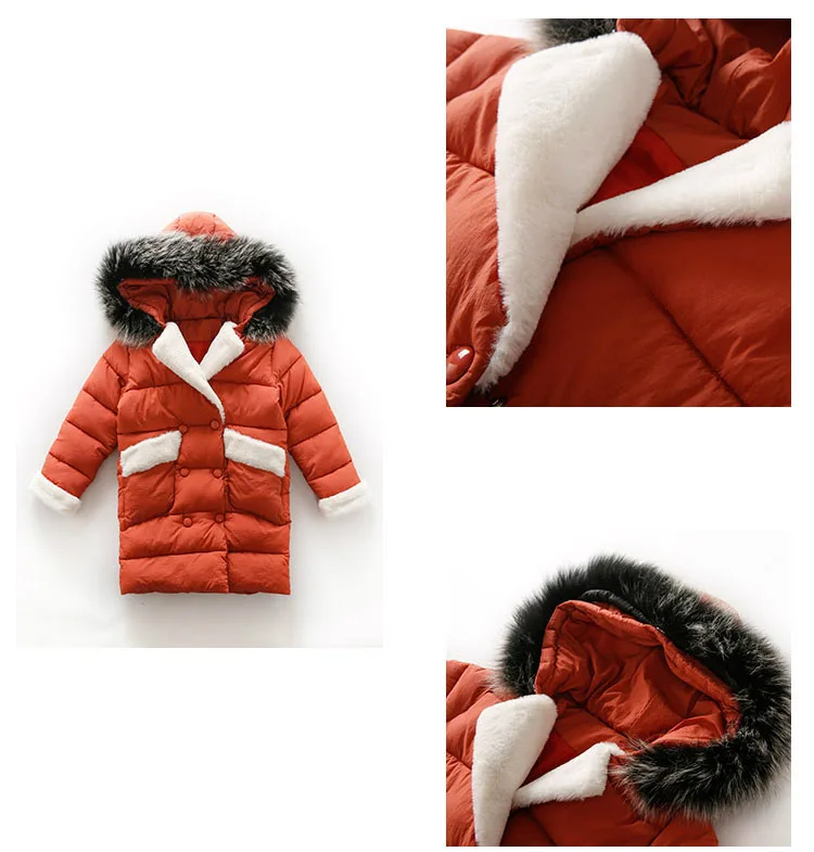 Children Cotton Jackets For Teenage Girls 2018 Winter Thick Warm Long Coats Kids Fur Hooded Outerwear Padded Clothes 5-16 Years  (10)